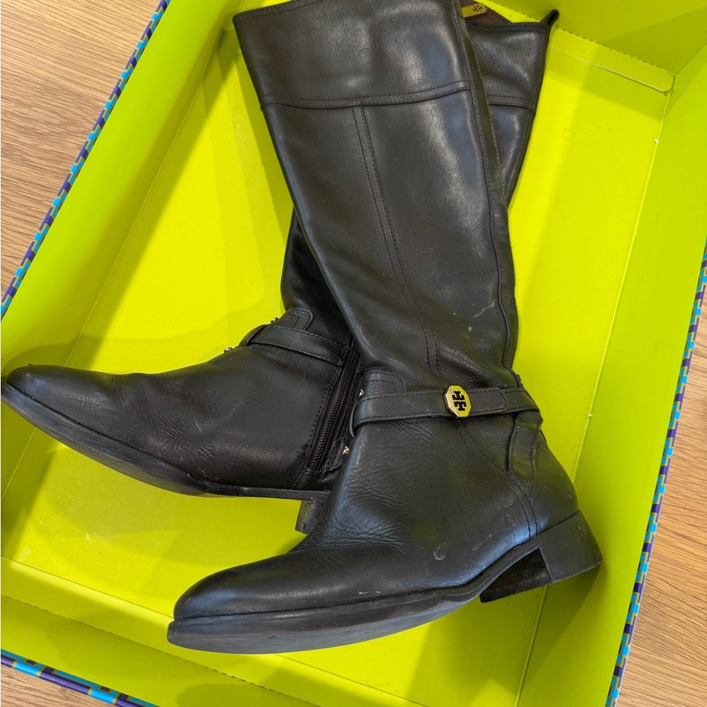 Tory Burch Black Leather Heeled Boots